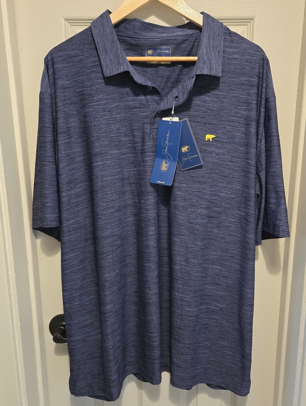 Jack Nicklaus Polo Shirt XXL Heather Crow Blue Navy Casual Golf Stretch Stay Dry
